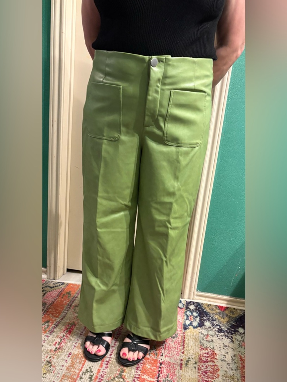 Bagatelle Collection NY Faux Leather Wide Leg Pants